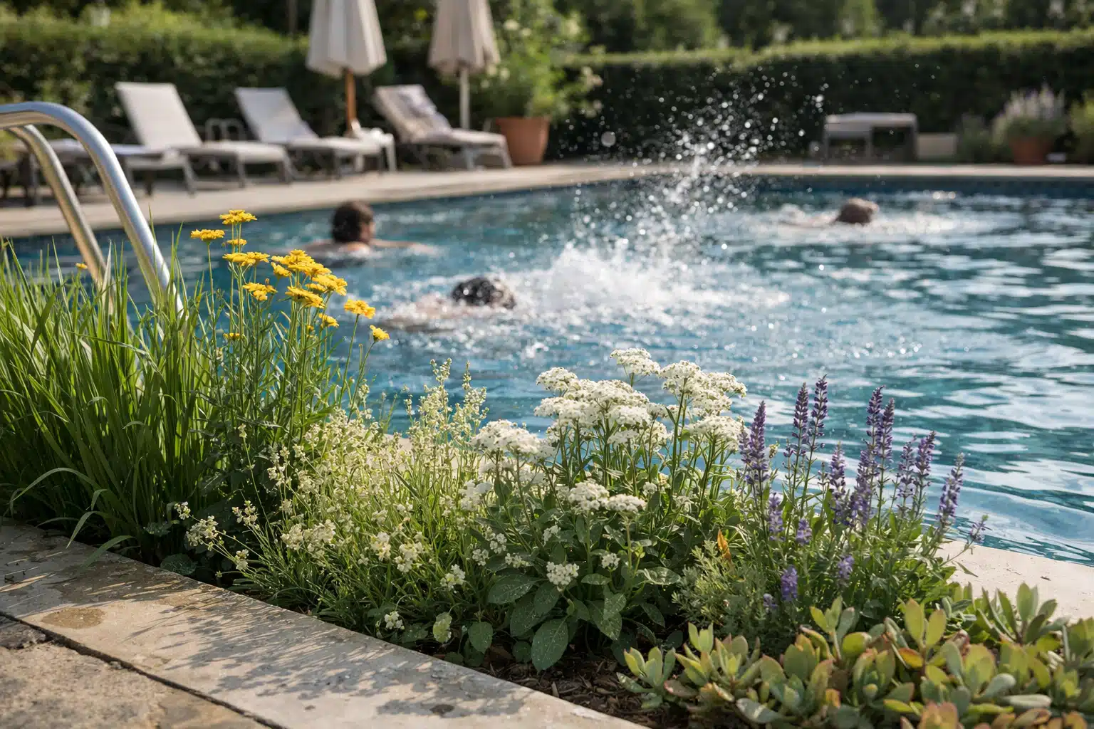 Personne faisant des éclaboussures dans une piscine